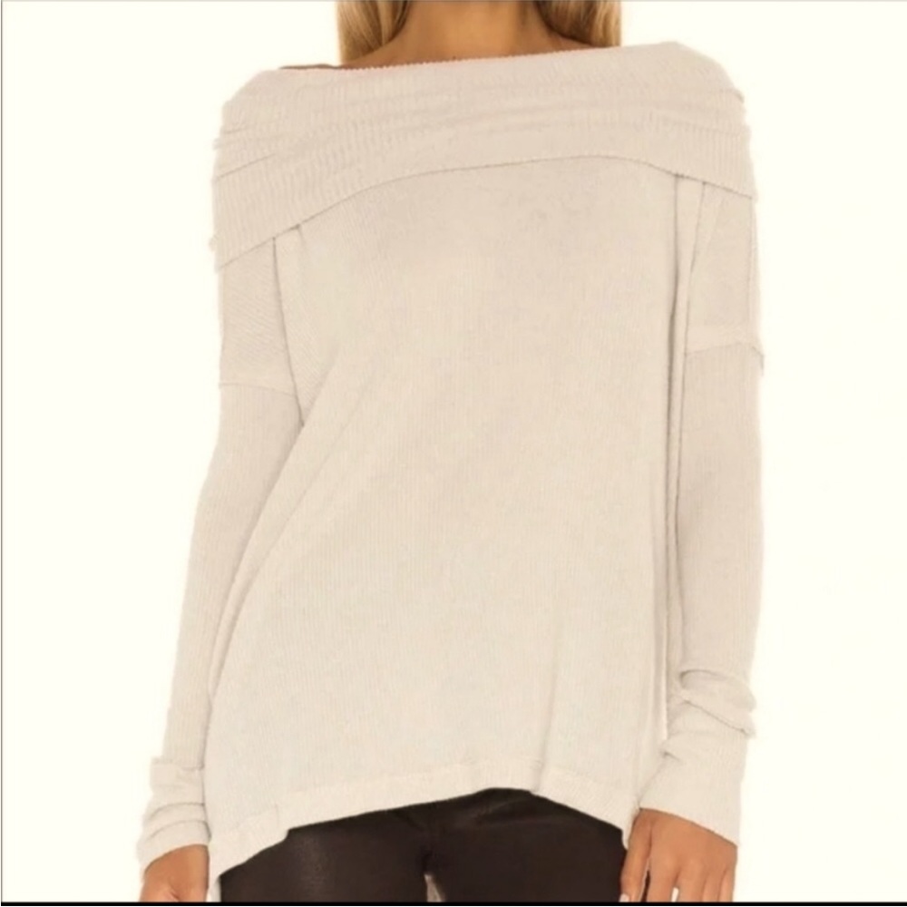 41) NWT Free People Juicy Long Sleeve Top in Stone Cold - Picture 2 of 10